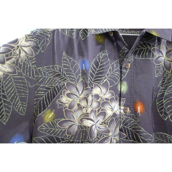 Tommy Bahama Seasons Greetings Washable Silk Hawaiian Print Shirt M - Picture 3 of 10